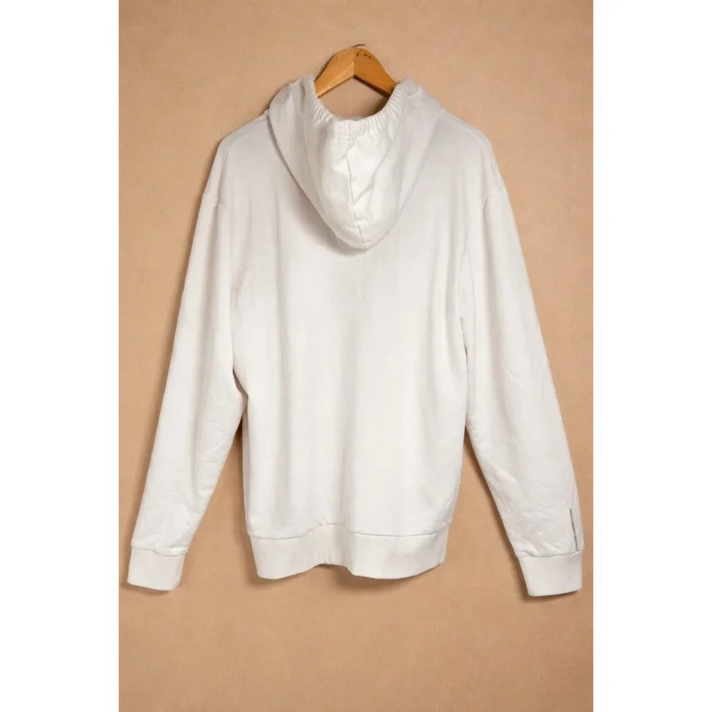 Brosbi White Zip Hoodie Icon Heart Minimalist Streetwear XXL Cotton French Terry